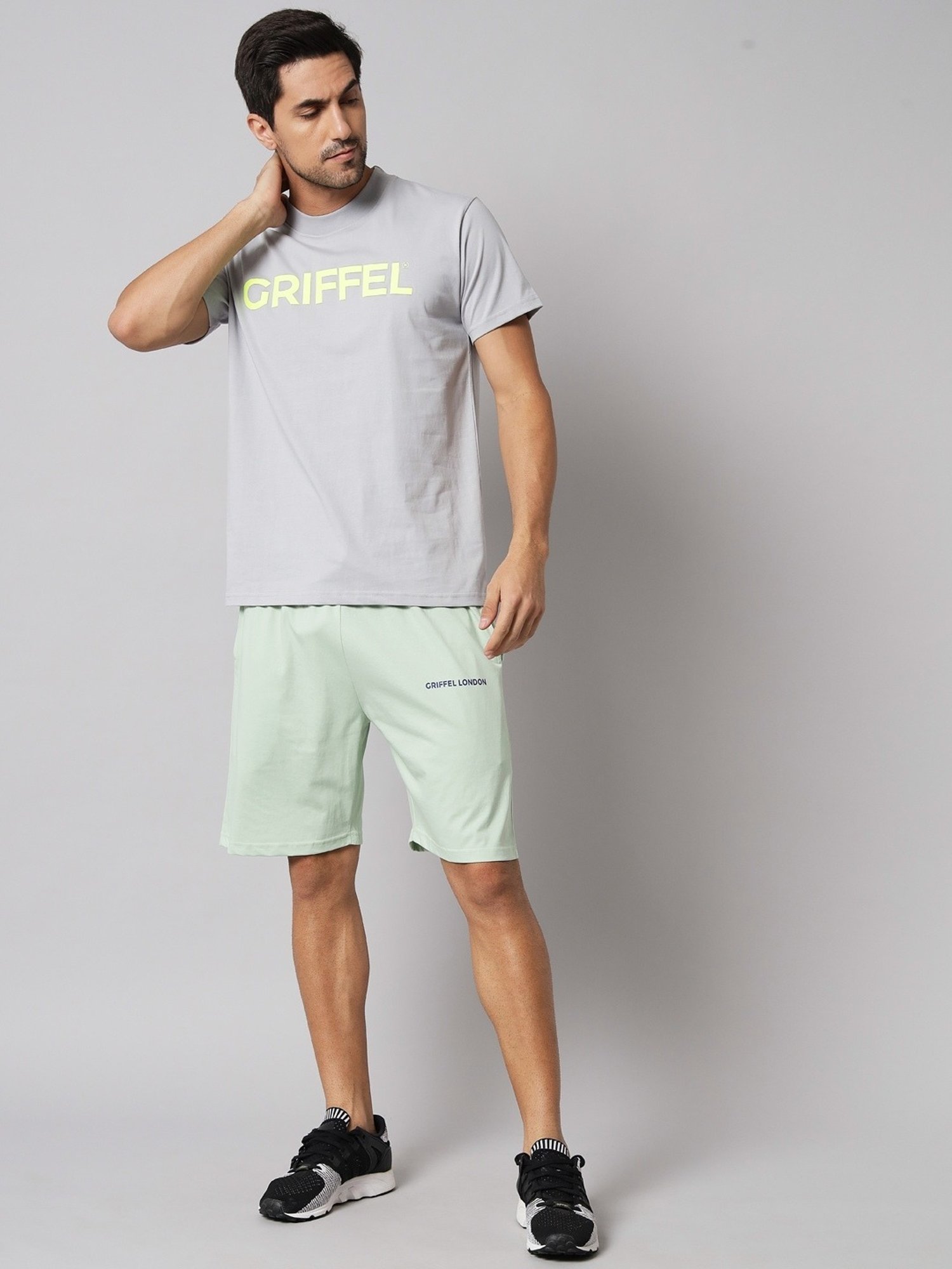 Griffel Grey Cotton Loose Fit Printed T-Shirt
