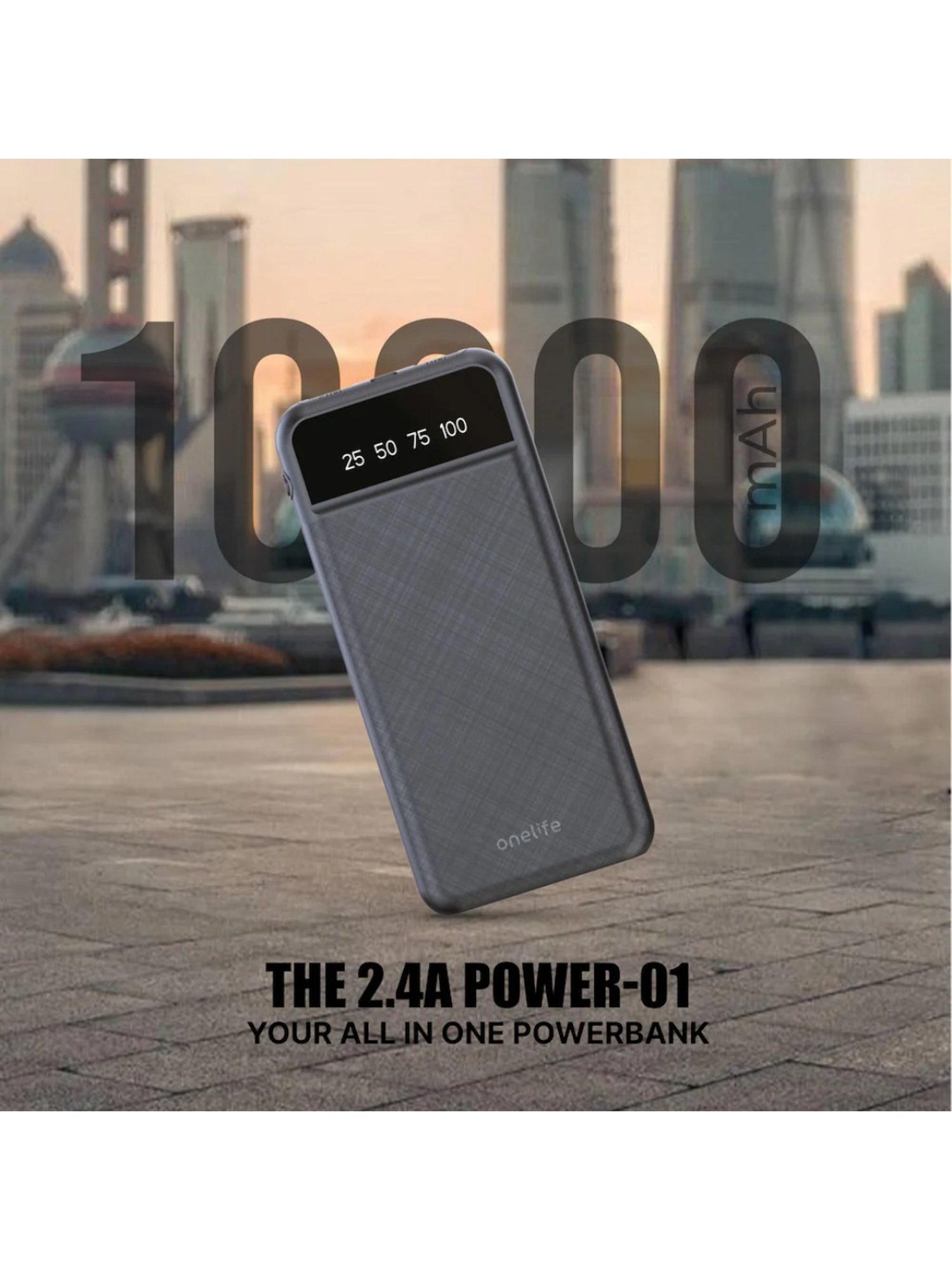 Onelife Power 01 10000 mAh Slim Power Bank (Black)