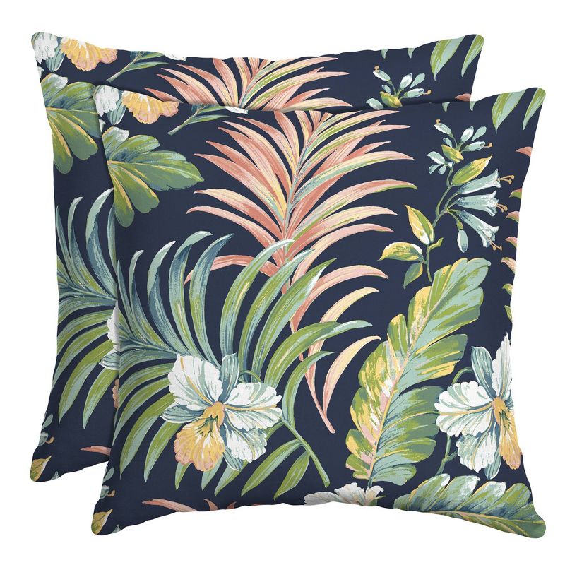 2pk Simone Tropical Outdoor Throw Pillows Blue - Arden Selections