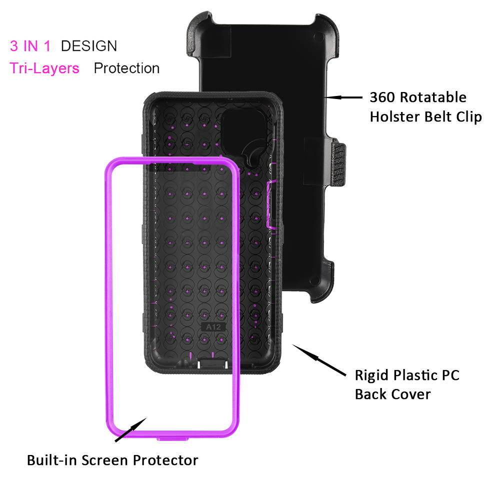 Mignova for Samsung A12 5G Case Full-Body Protective Built-in Screen Protector Kicksand Belt Clip Dustproof Shockproof Anti-Scratch Armor Cover Samsung Galaxy A12 5G 6.5 inch