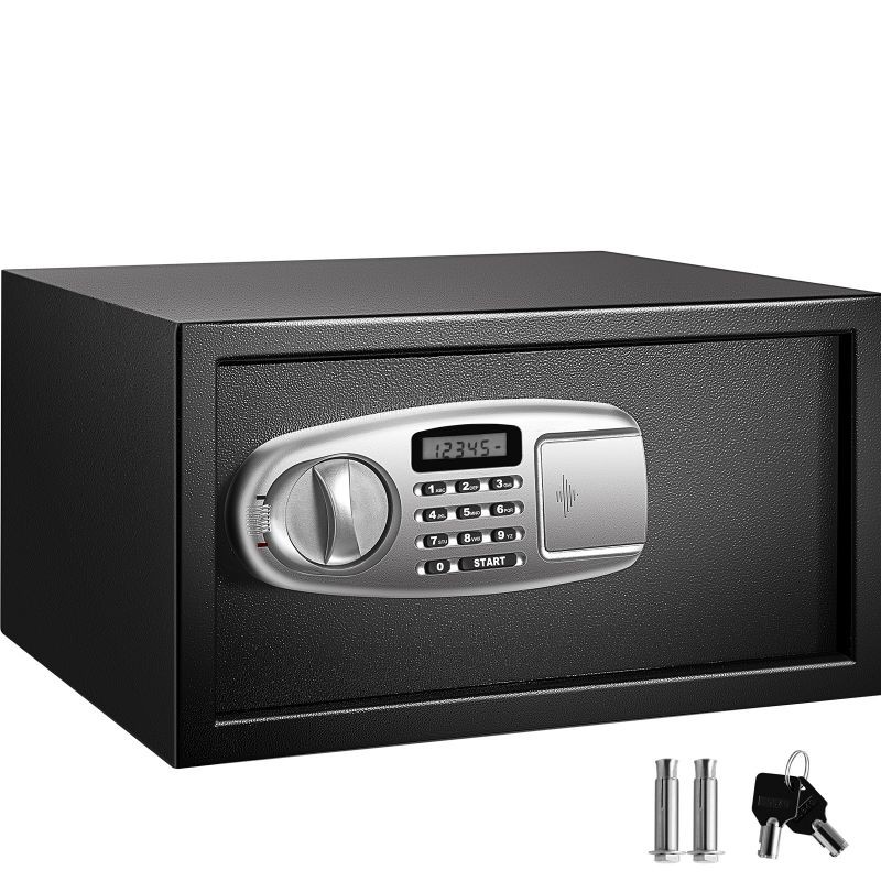 VEVOR Security Safe 1 Cubic Feet, Electronic Safe Box, with LCD Screen and Keypad Lock, Digital Safe Box, with Two Keys, Solid Steel Construction Great for Home, Hotel and Office