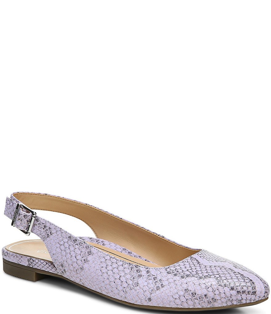 Vionic Jade Snake Print Leather Slingback Flats