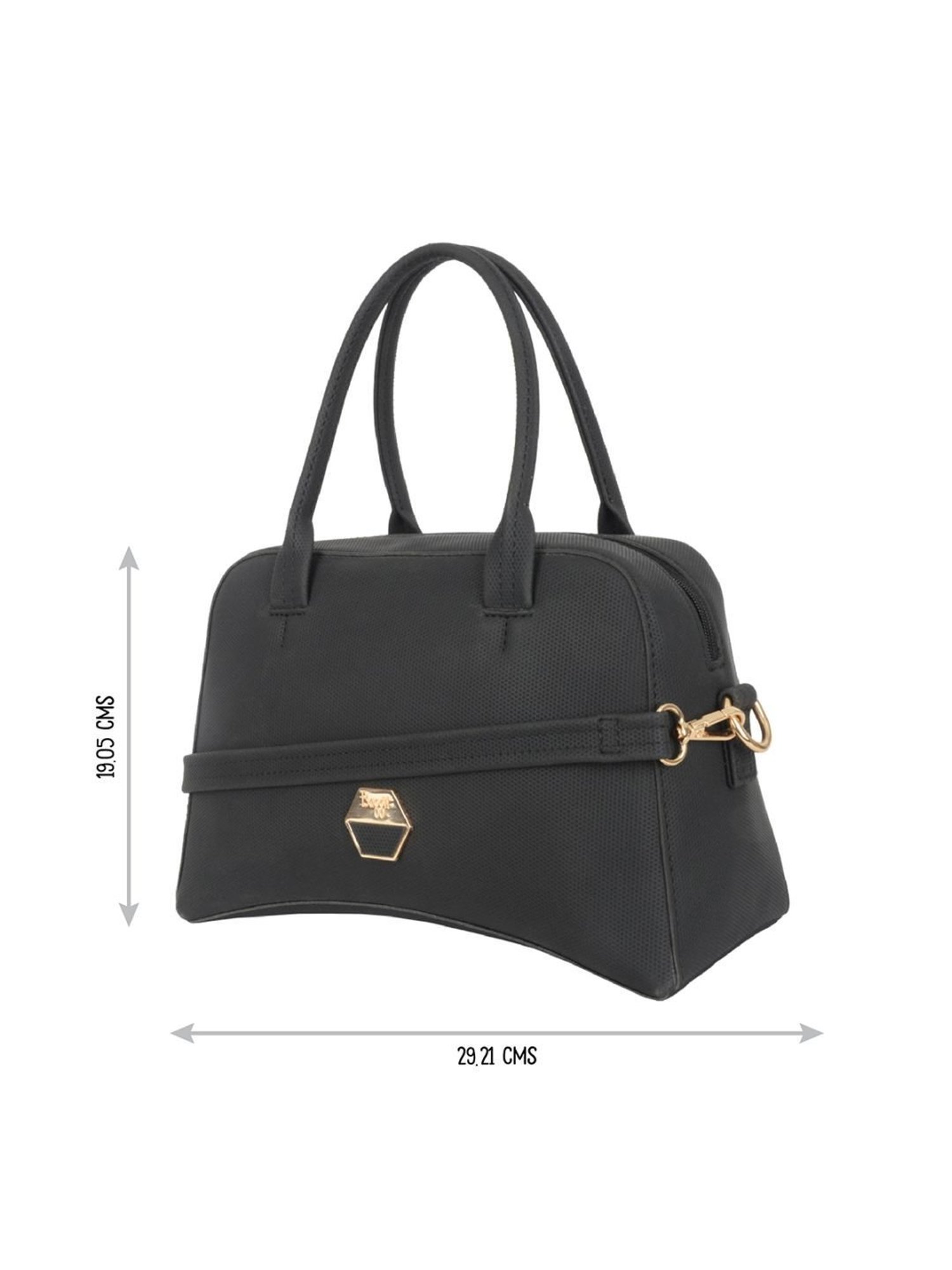 Baggit Bodwin Embry Black PU Textured Handbag