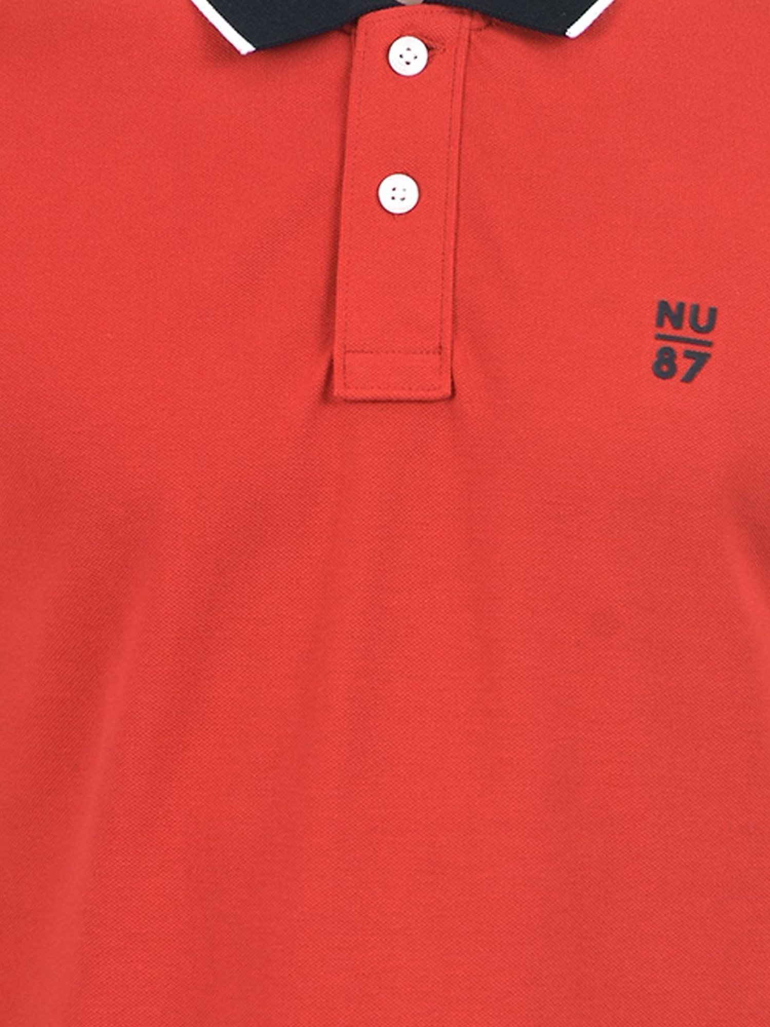 Numero Uno Red Cotton Slim Fit Polo T-Shirt