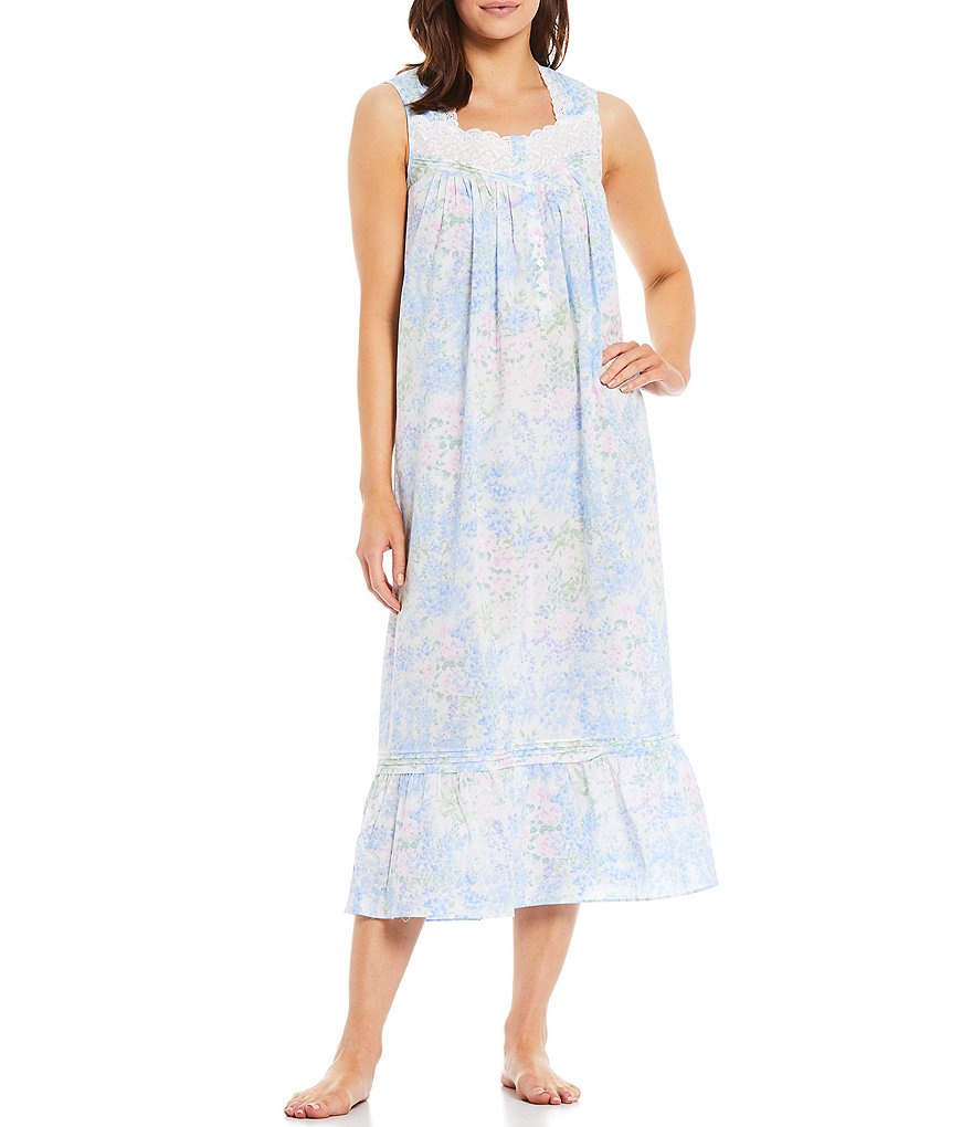 Eileen West Watercolor Floral Print Lawn Woven Ballet Nightgown