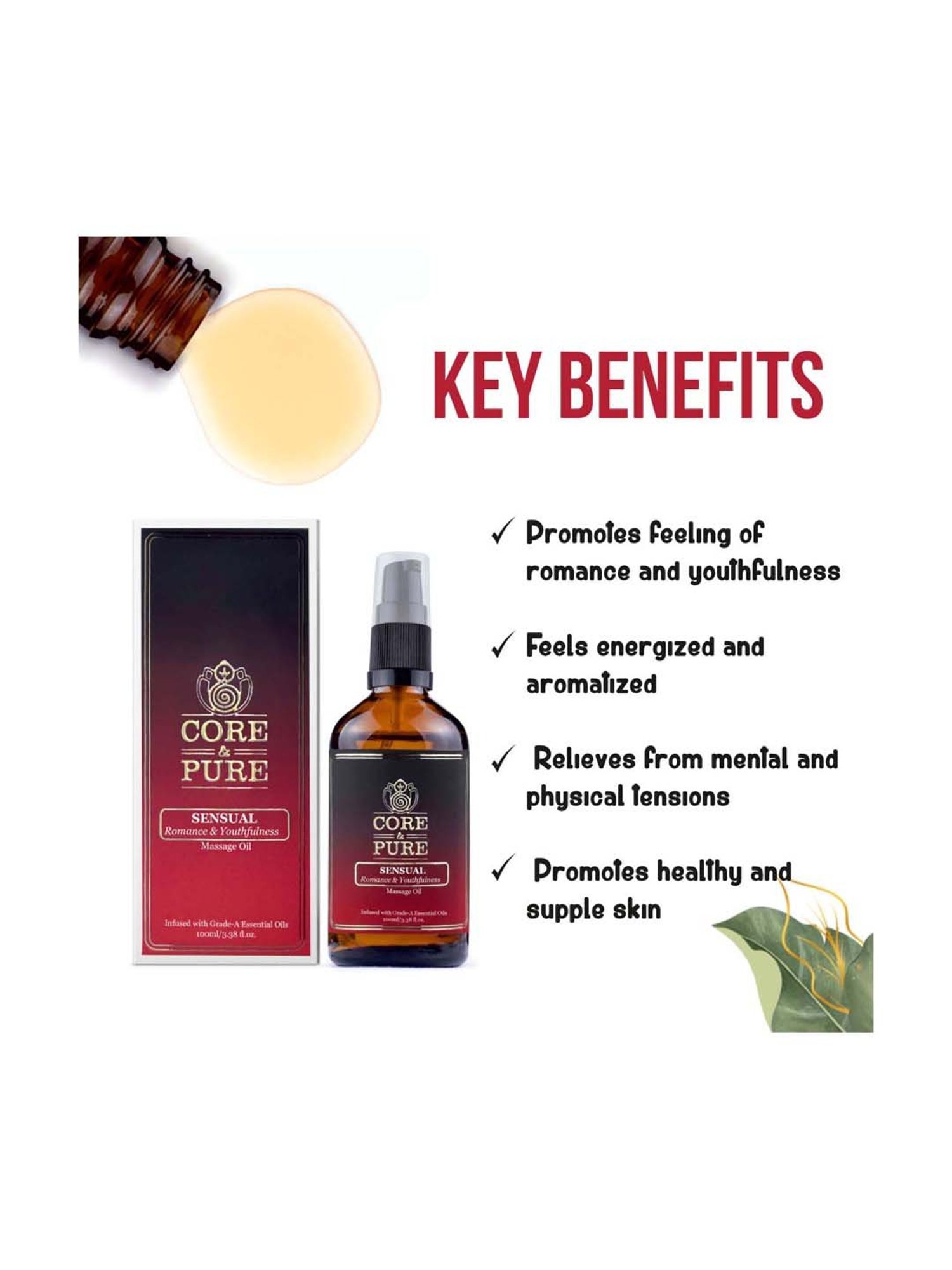 CORE & PURE Sensual Massage Oil - 100 ml