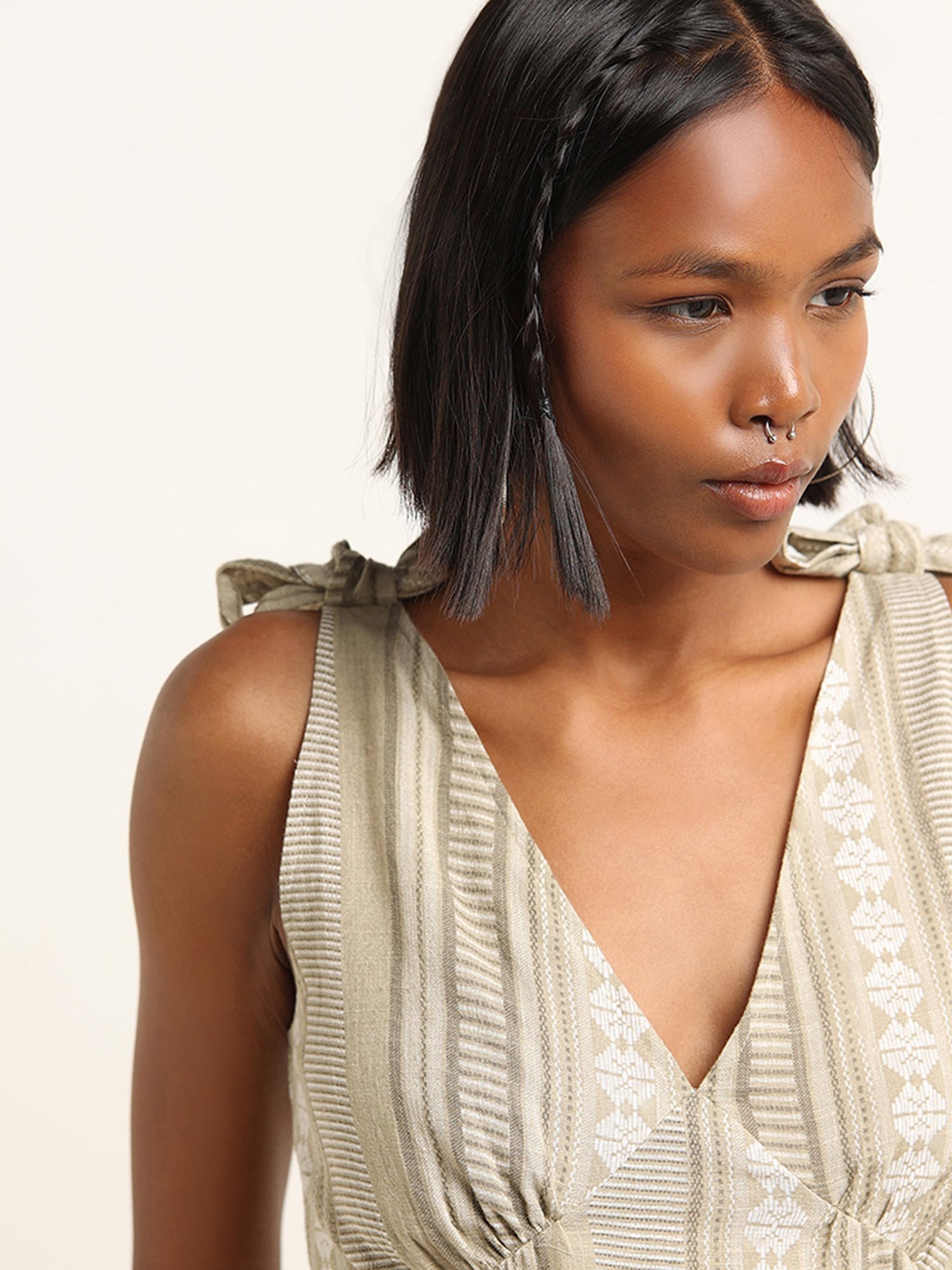 Bombay Paisley by Westside Beige Printed Straight Dress