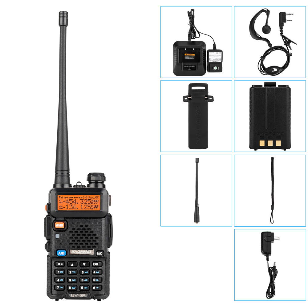 6pcs BAOFENG 1.5" LCD 5W 136~174MHz / 400~520MHz Dual Band Walkie Talkie with 1-LED Flashlight Black