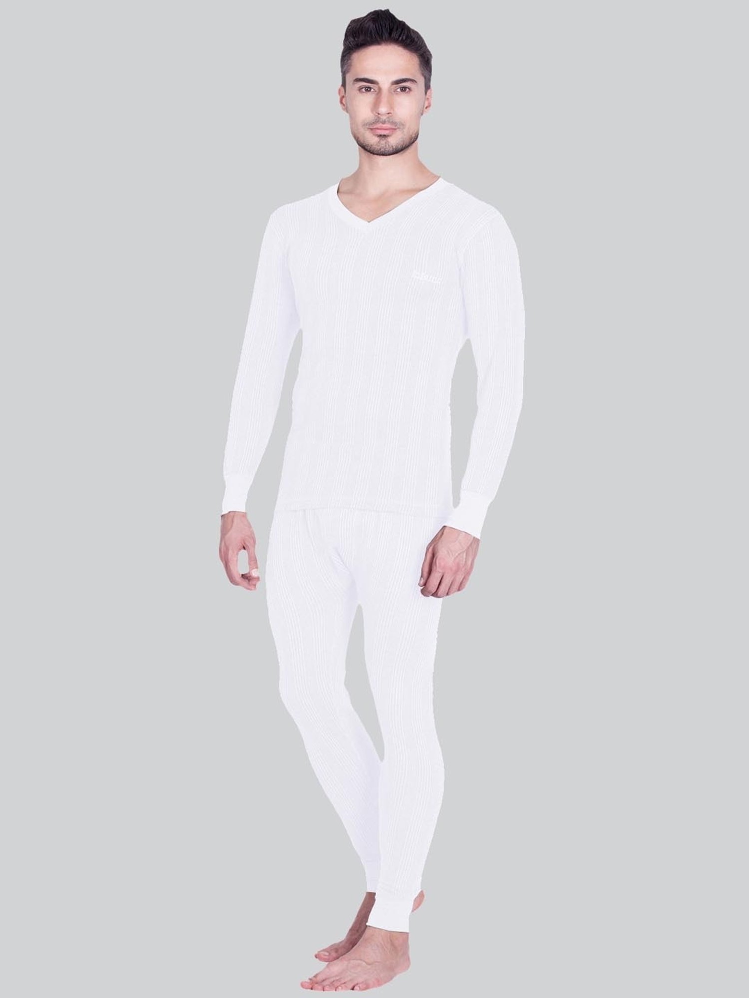 LUX Inferno White Skinny Fit Striped Thermal Set