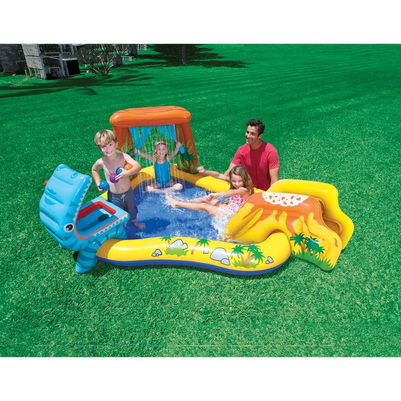 JLeisure Avenli 8 Foot x 25 Inch 2 to 3 Person Capacity Prompt Set Above Ground Kid Inflatable Outdoor Backyard Swimming Pool, Blue