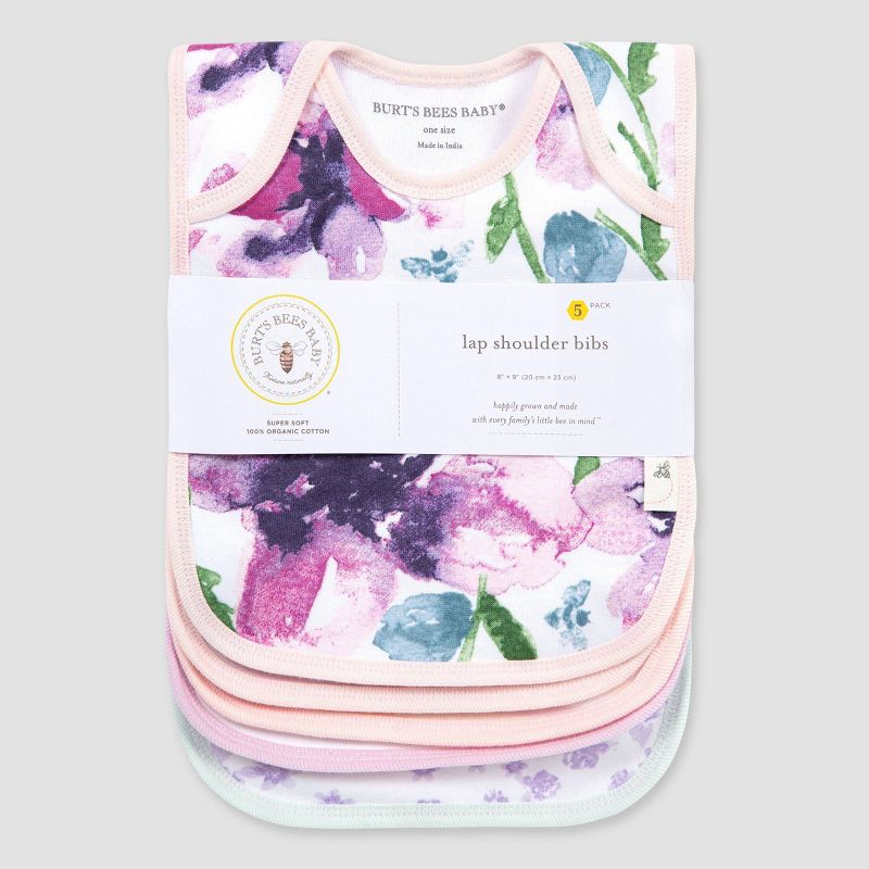 Burt's Bees Baby® Girls' 5pk Watercolor Daylily Bib - Purple