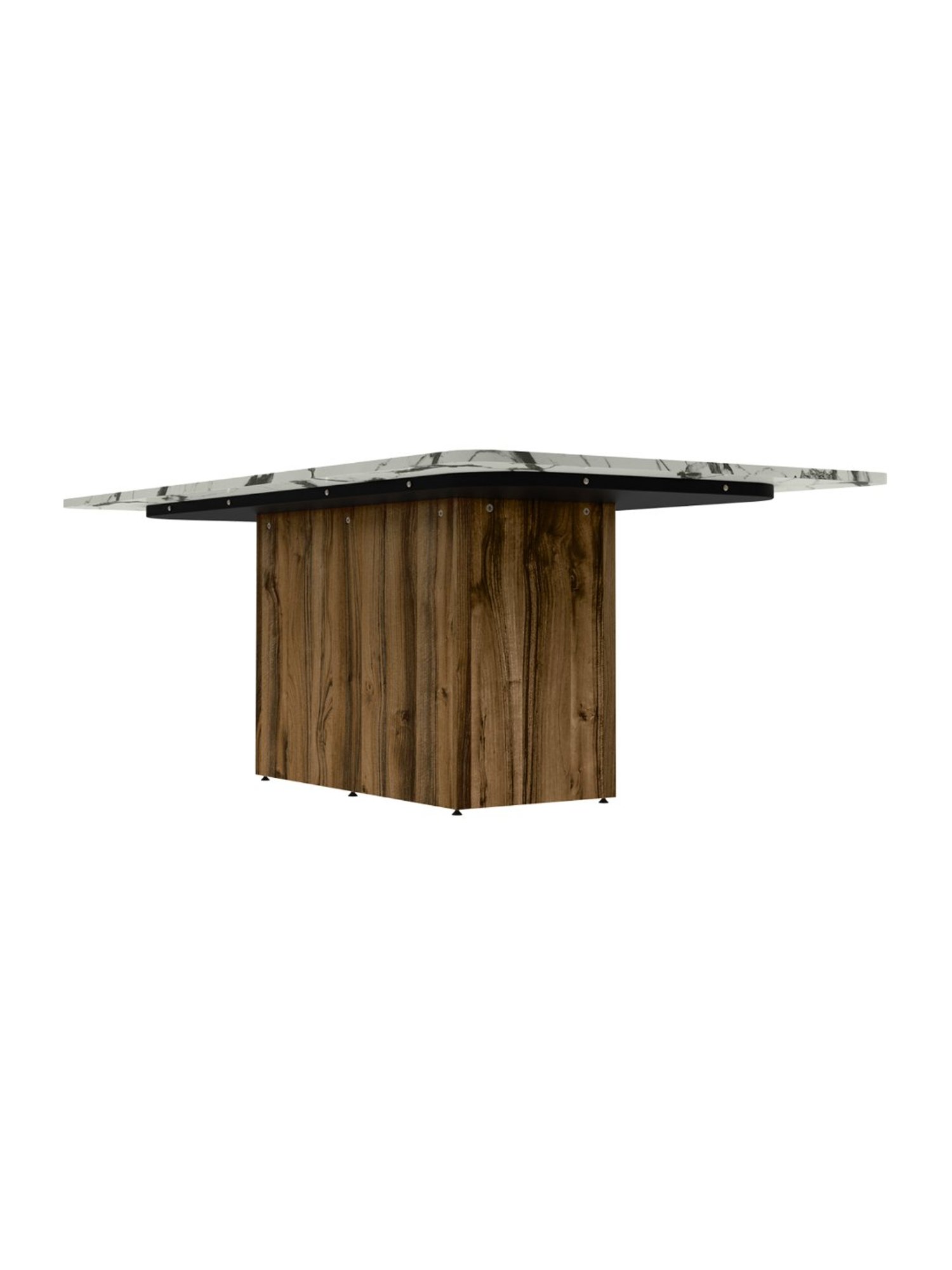 Godrej Interio Pedestal Brown & White Engineered Wood 6 Seater Rectangular Dining Table