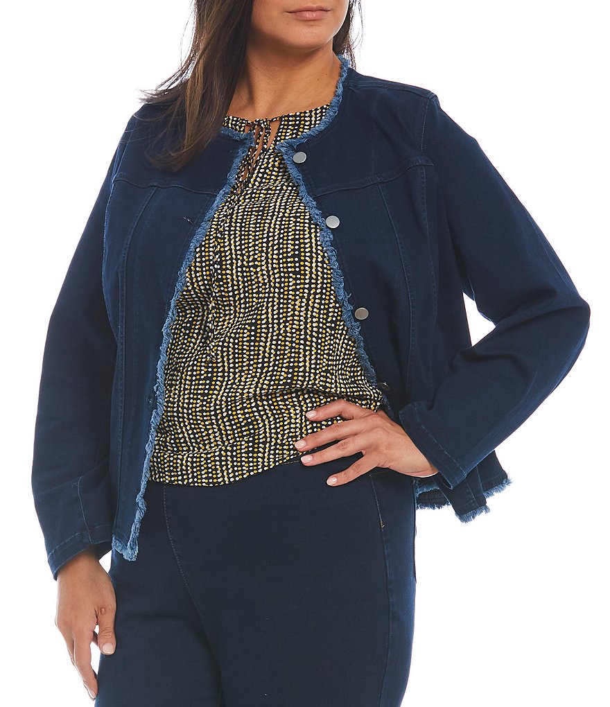 Ali Miles Plus Size Mixed Animal Print Open-Front Drop Needle Onion Skin Jacket