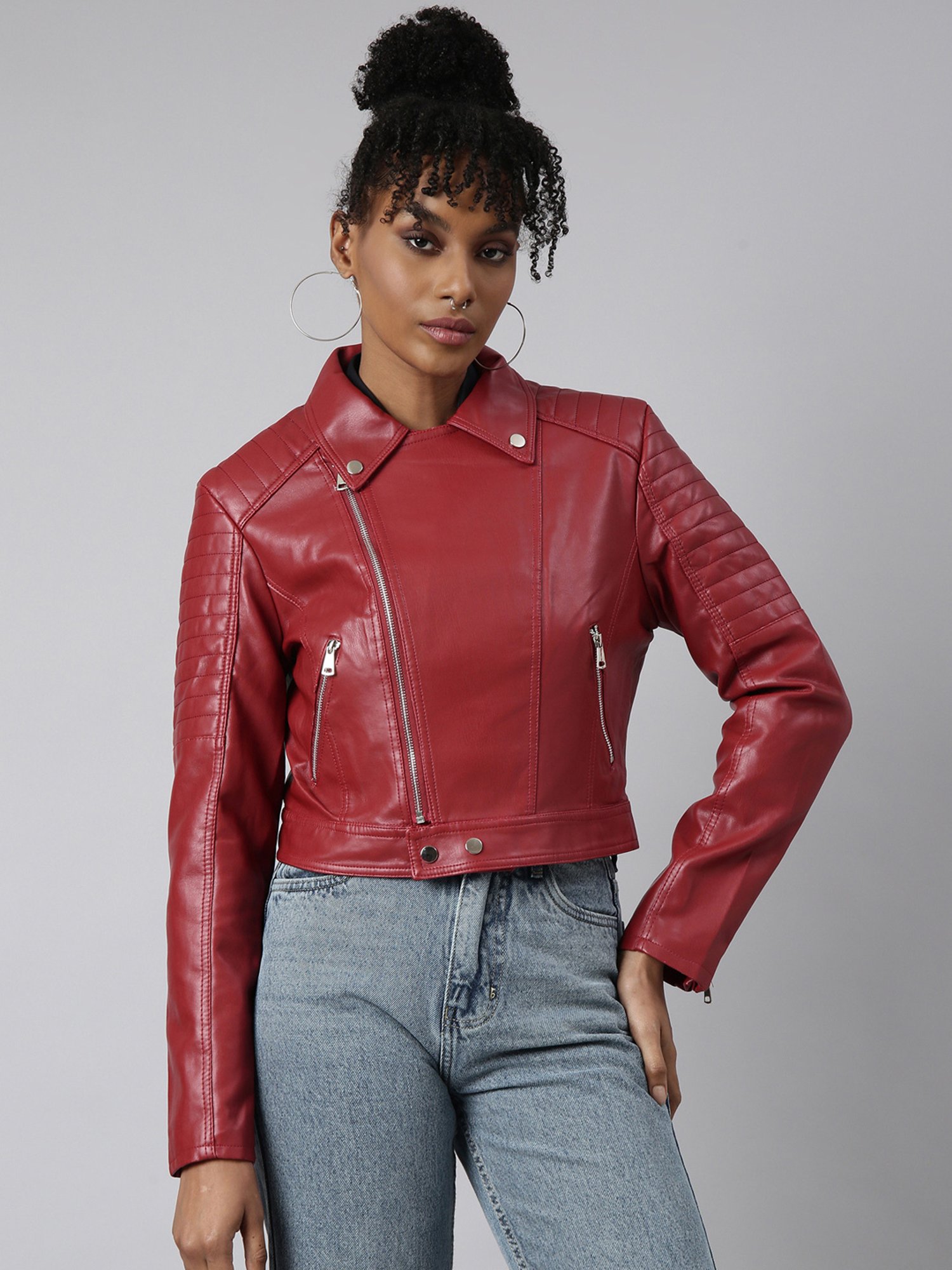 SHOWOFF Red Regular Fit Biker Jacket