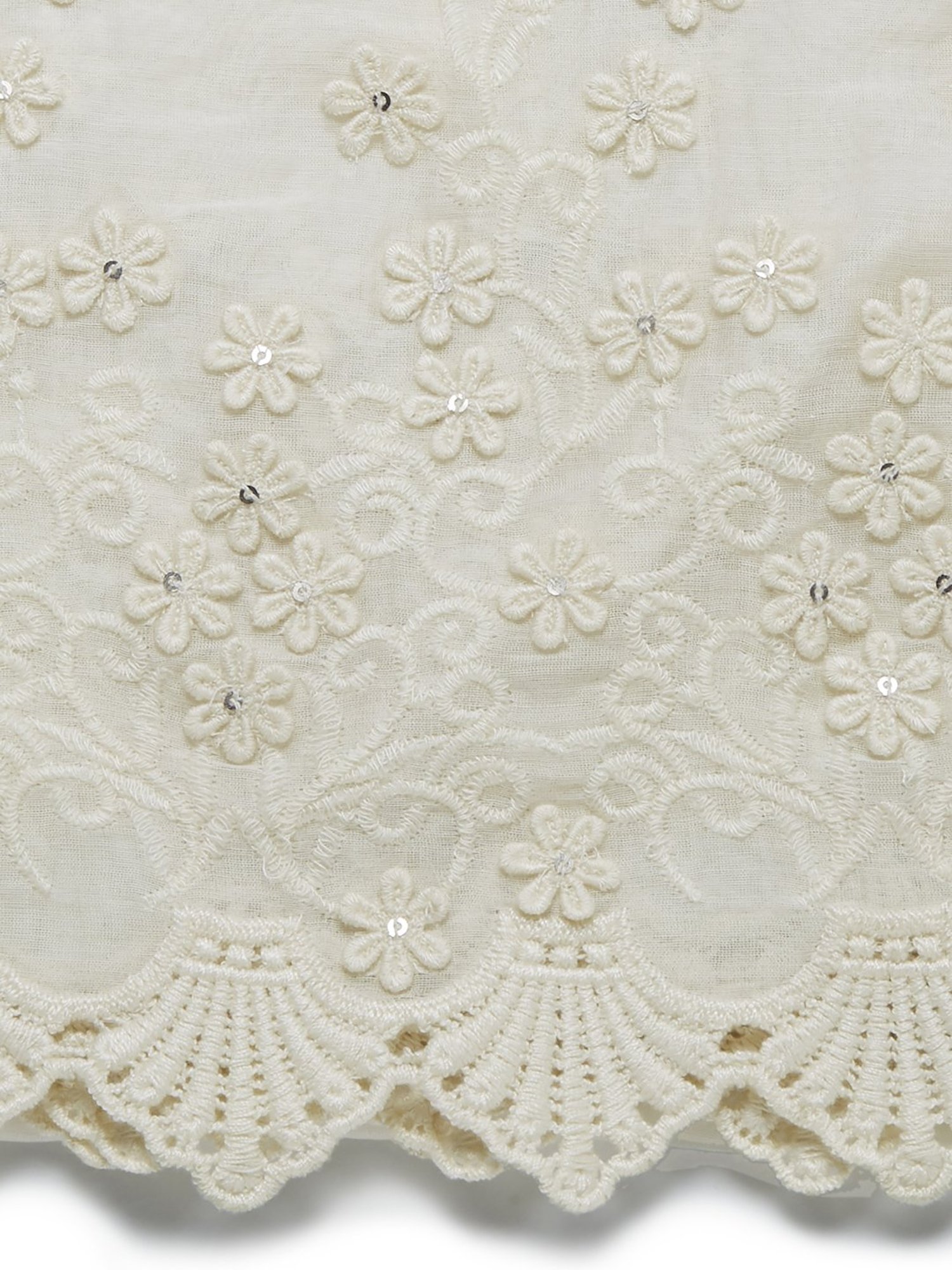 Zuba by Westside Off White Silk Blend Embroidered Stole