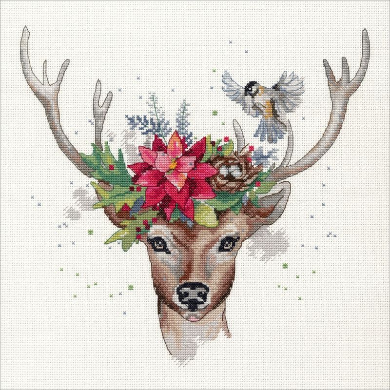 Dimensions Counted Cross Stitch Kit 12"X12"-Woodland Deer (14 Count)