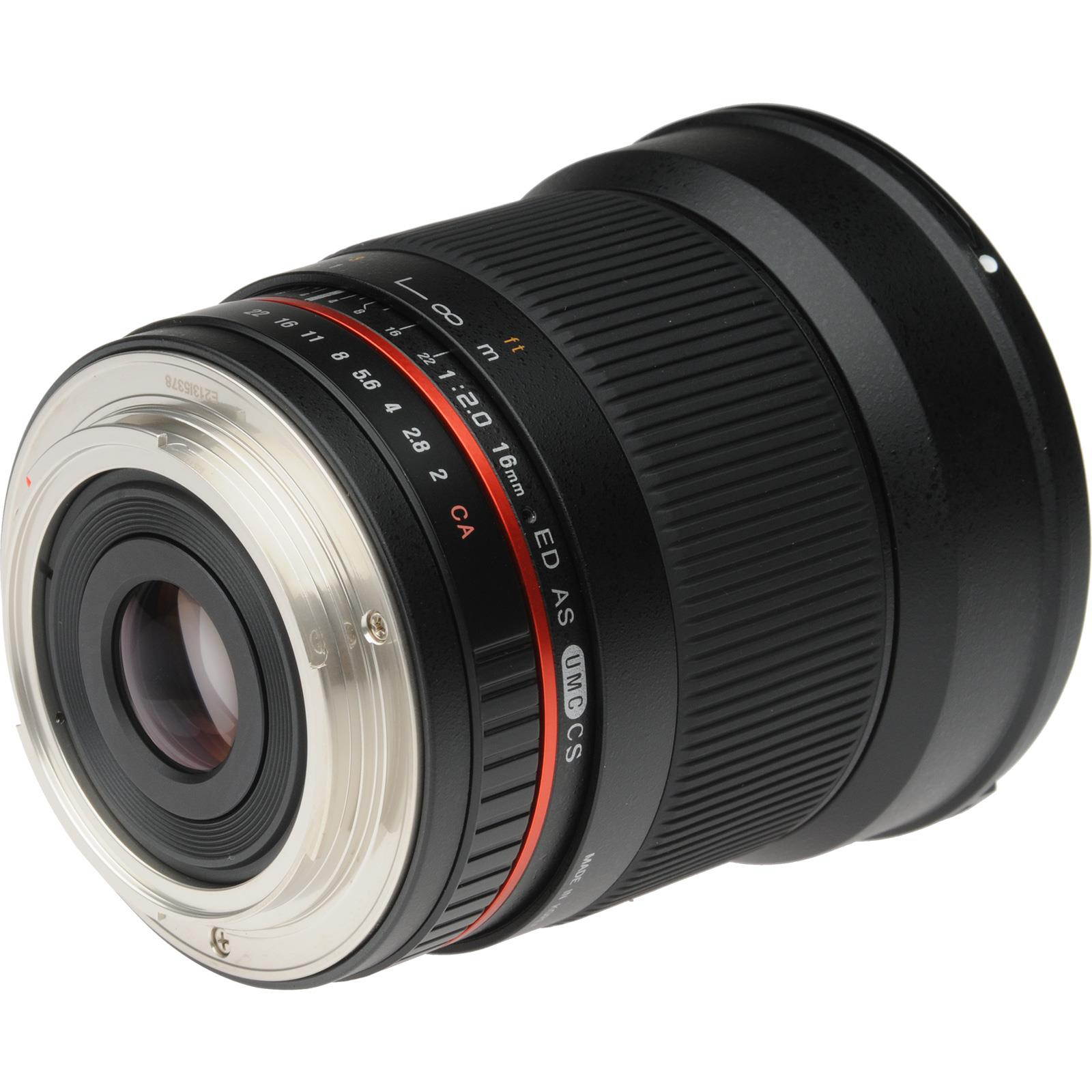 Rokinon 16mm F/2.0 ED AS UMC CS Lens for Sony E (NEX) Mount Cameras #16M-E