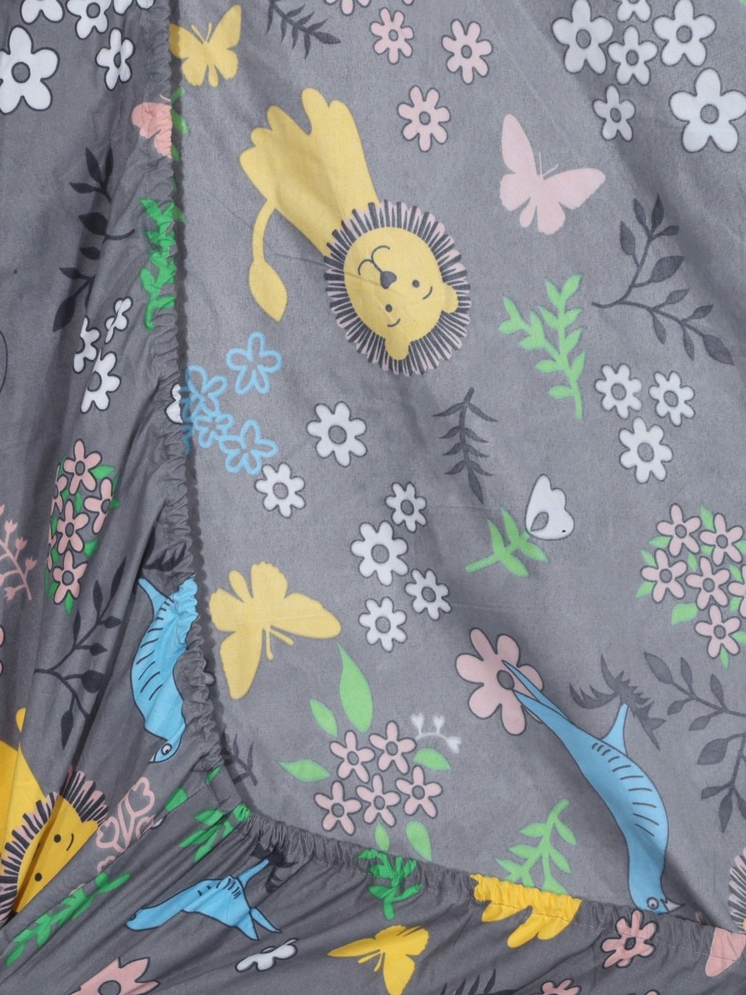 Klotthe Character based Multicolor 300 TC Cotton Single Bedsheet with 1 Pillow Cover