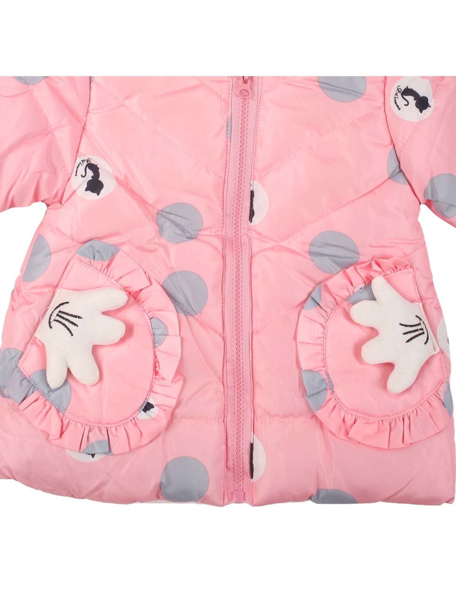 Baby Moo Kids Pink & Grey Printed Full Sleeves Jacket