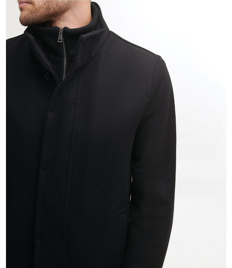 Cole Haan Stand-Collar Attached-Bib Wool Car Coat
