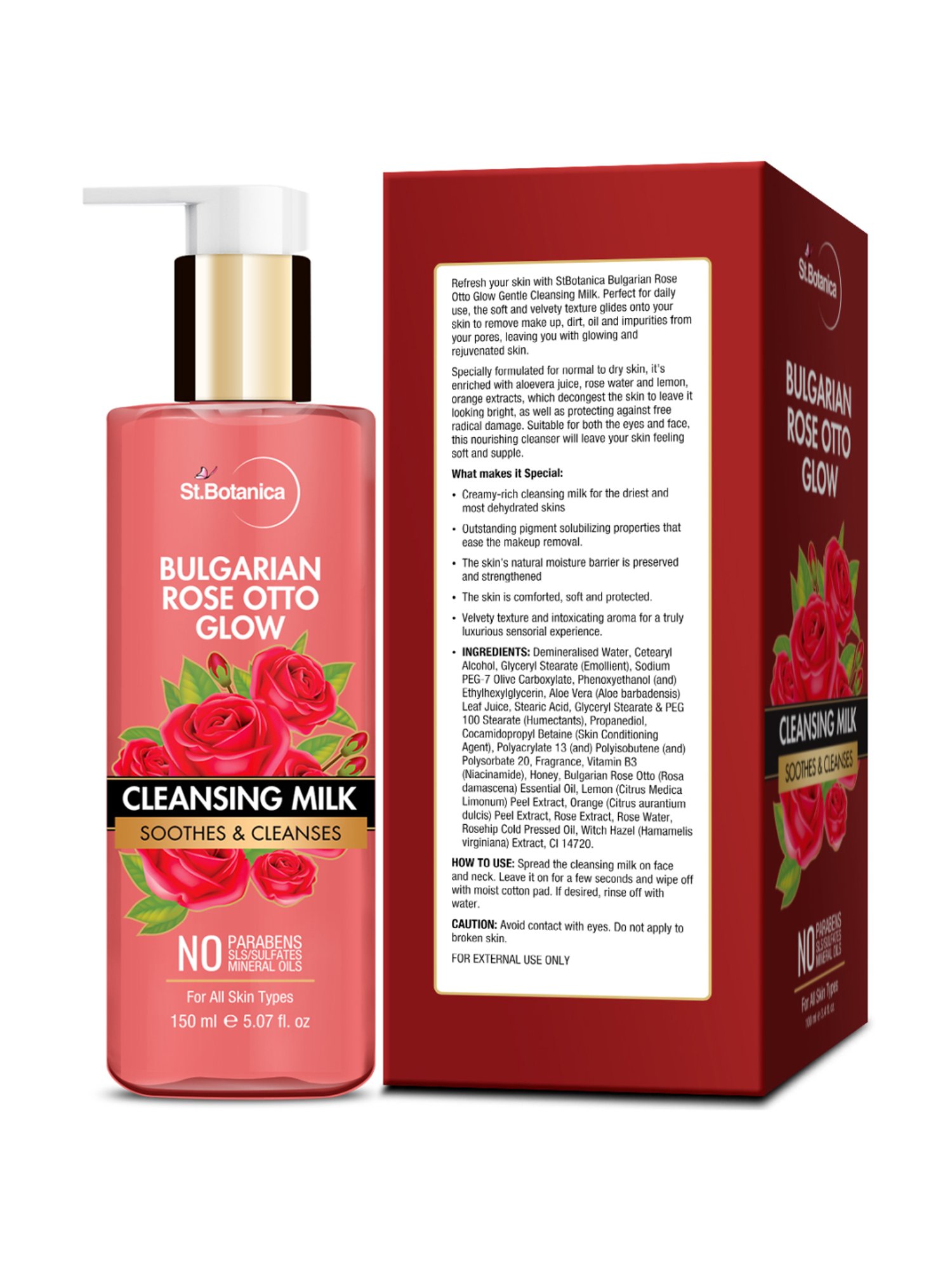 St.Botanica Bulgarian Rose Otto Glow Cleansing Milk - 150 ml