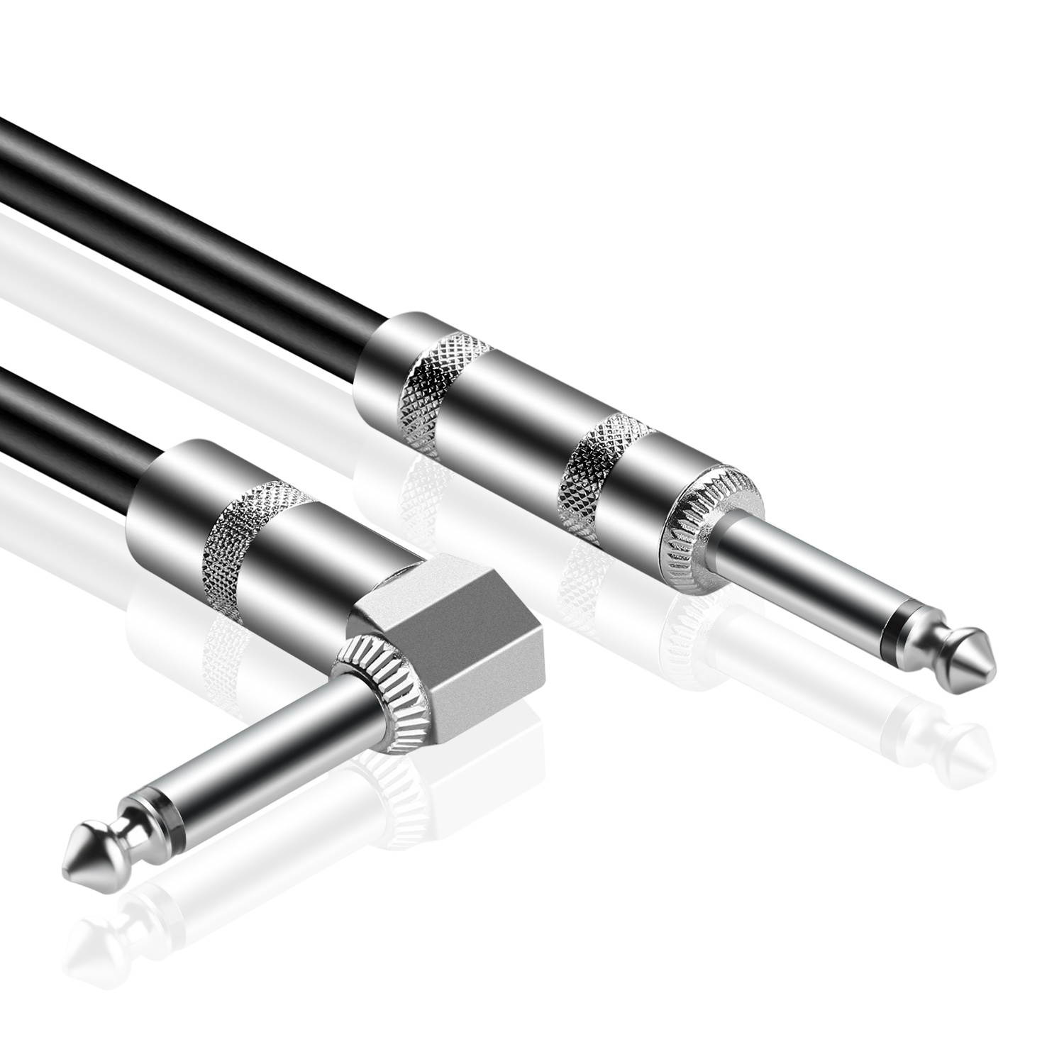 6.35mm Guitar Cable (15FT) Straight to Right Angle Plug 1/4 Inch TS Male Phono Jack Musical Instrument Patch Cable Wire Cord For Electric Bass Guitar Mandolin Amplifier Speaker Line-level Audio