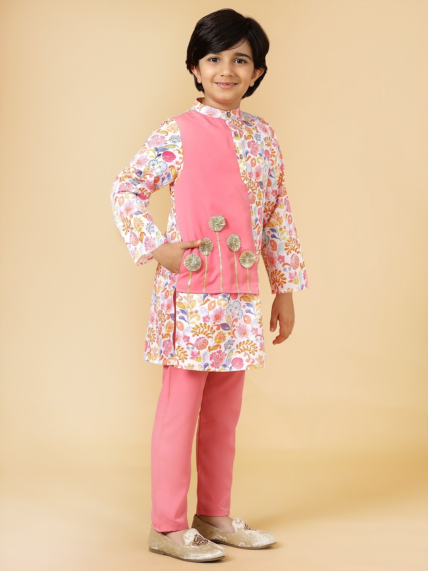 A.T.U.N. Kids Rouge Printed Kurta Set