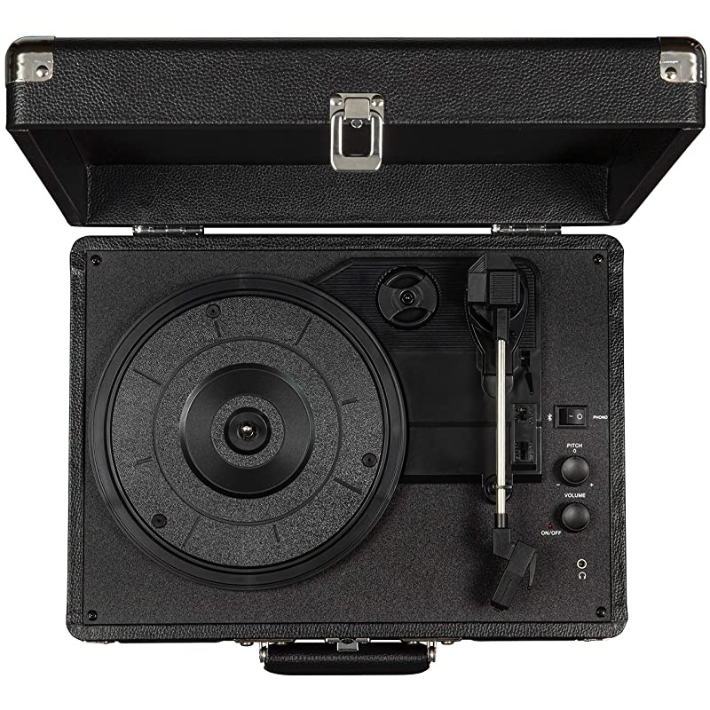 Cruiser Deluxe Vintage 3-Speed Bluetooth Suitcase Turntable, Black