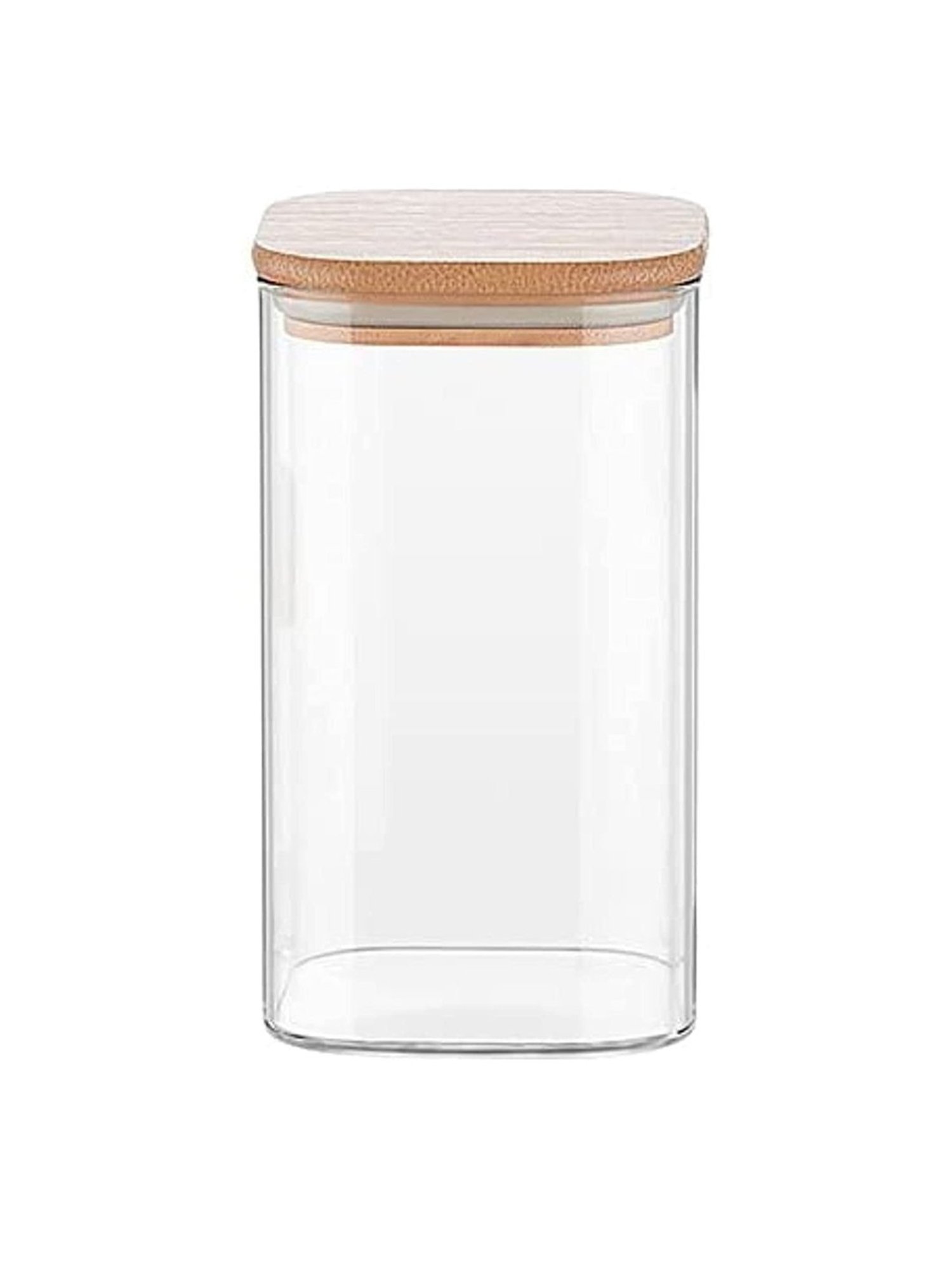 Femora Borosilicate Glass Bamboo Lid Air Tight Jar - 1000 ml