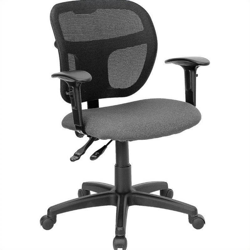 Mid-Back Gray Mesh Swivel Task Chair with Back Height Adjustment and Adjustable Arms
