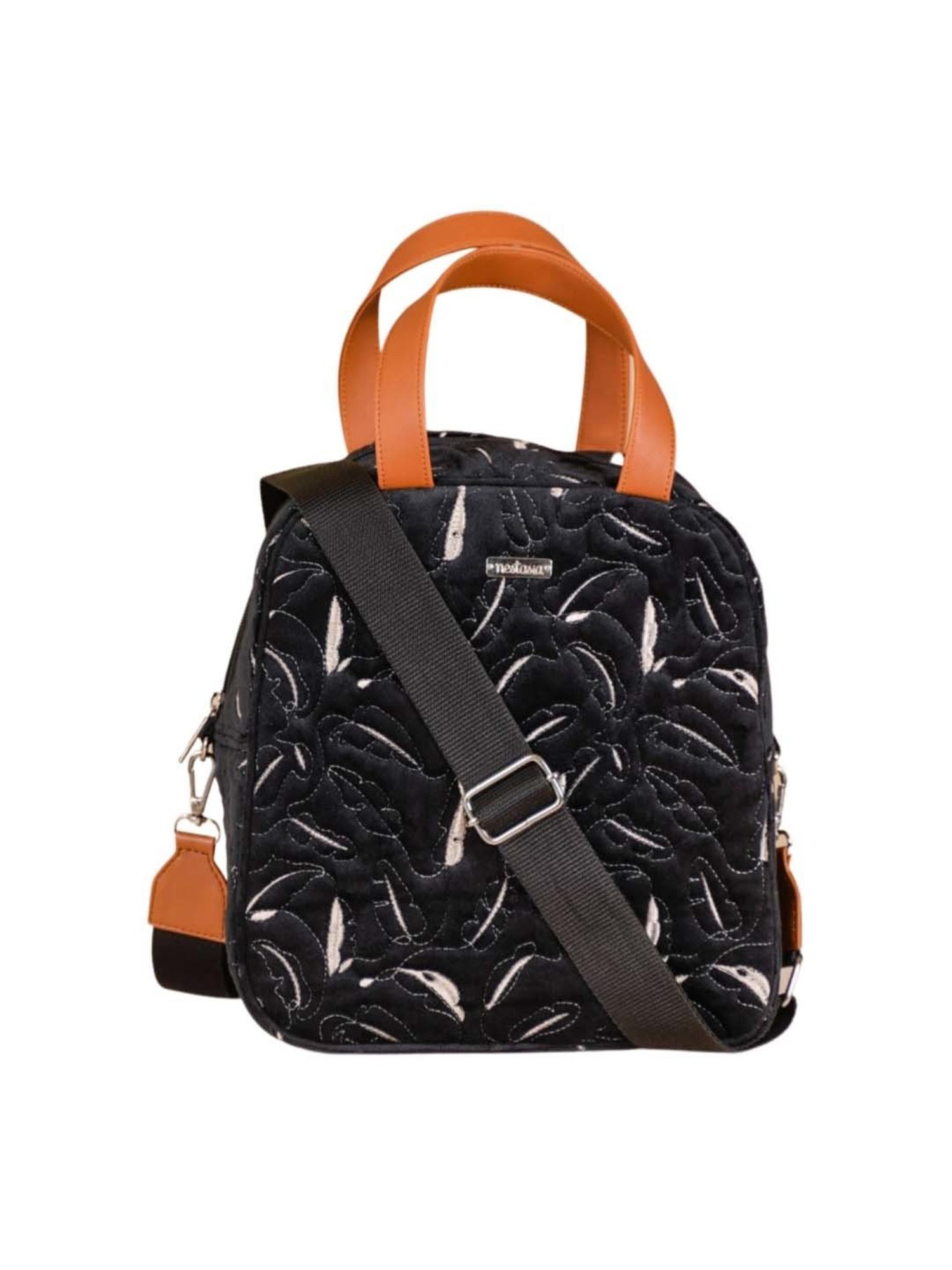 Nestasia High-Quality Insulated Velvet Black Lunch Bag With Adjustable Shoulder Strap & Handles