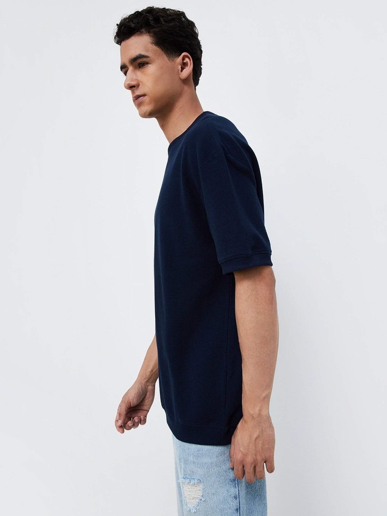 Forca Navy Cotton Regular Fit T-Shirt