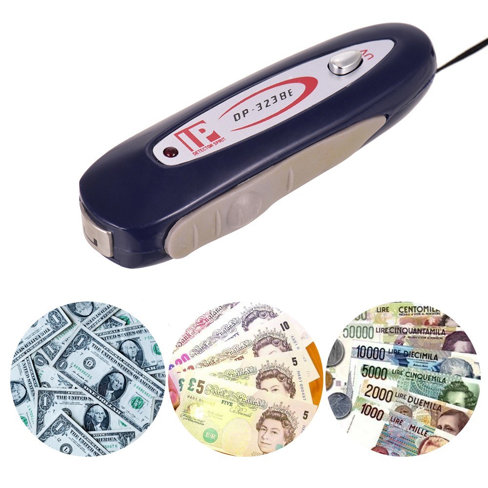 2 In 1 Portable Mini Money Detector Counterfeit Cash Currency Banknote Checker Tester with Magnetic & UV Light for USD EURO POUND