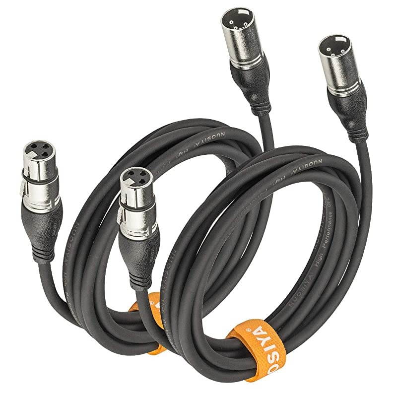 XLR Microphone Cable 10ft,3 Pin XLR Patch Cables Cords DMX Cable(2 Pack)
