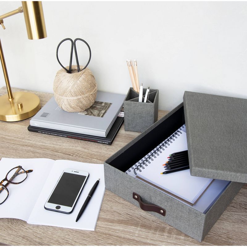 Set of 3 Oskar Canvas Document Box Dark Brown - Bigso Box of Sweden