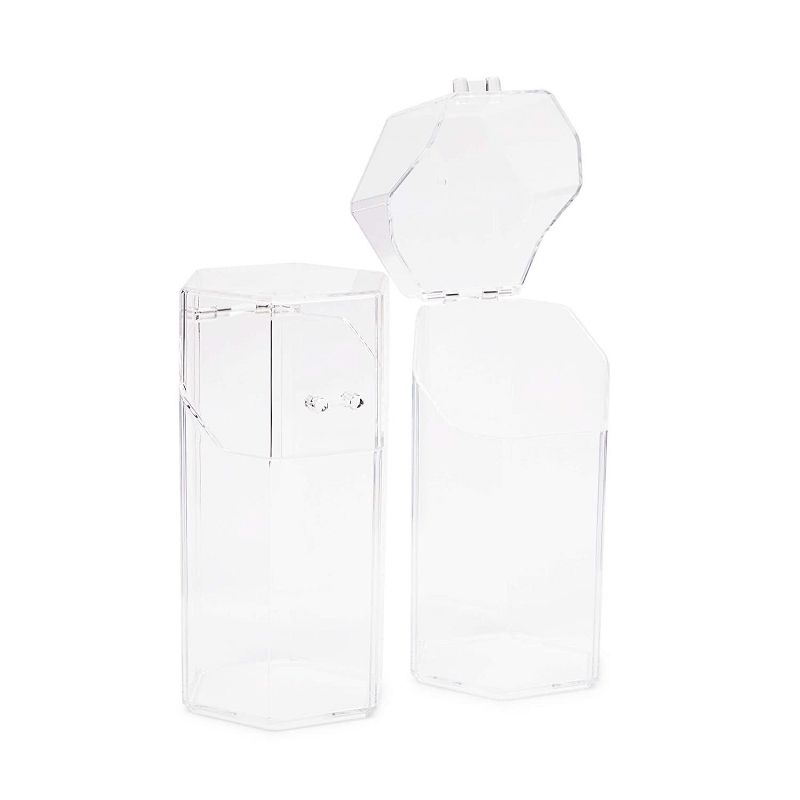 Glamlily 2 Pack Clear Acrylic Makeup Brush Holder with Lid, Cosmetic Organizer (4.3 x 3.9 x 8 in)