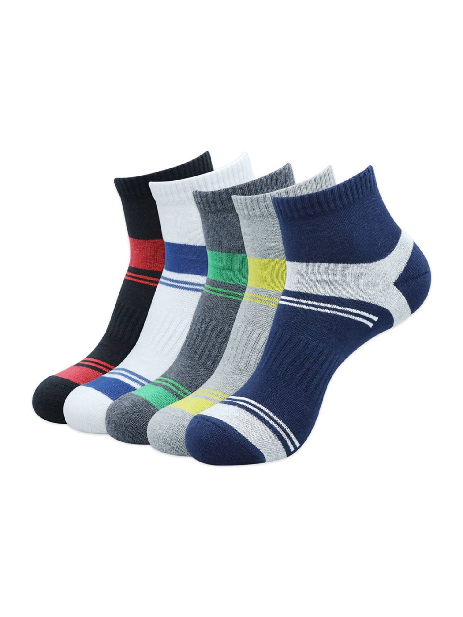 BALENZIA Cotton Striped High Ankle Sports Socks (Pack Of 5)