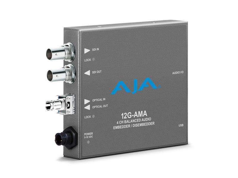 AJA 12G-AMA-R-ST 4-Ch 12G-SDI Balanced Analog Audio Embedder/Disembedder with Single ST Fiber Receiver