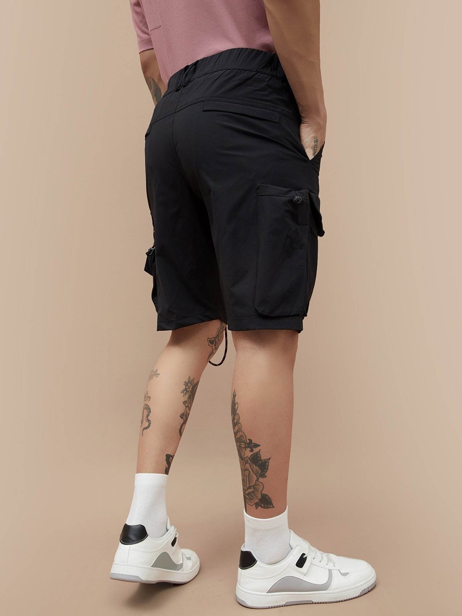 Bossini Black Regular Fit Cargo Shorts
