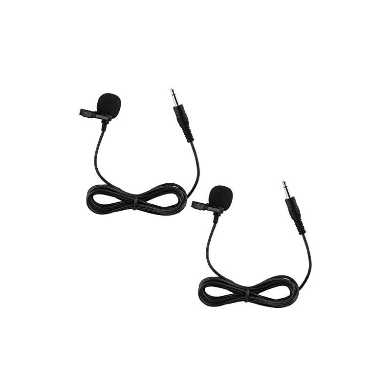 59 inch Wired Lavalier Lapel Microphone, 2 Pack 3.5mm Portable Clip on Omnidirectional Mic Condenser for Recording Podcast PC Laptop Android iPhone YouTube Interview ASMR