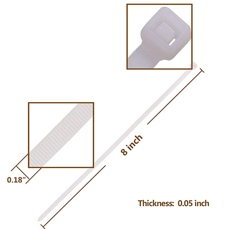 Inch Zip Ties White 1000 Pcs, Premium Nylon Cable Ties Wire Management Ties 50 LB Tensile Strength (Inch, White, 1000 Pack)