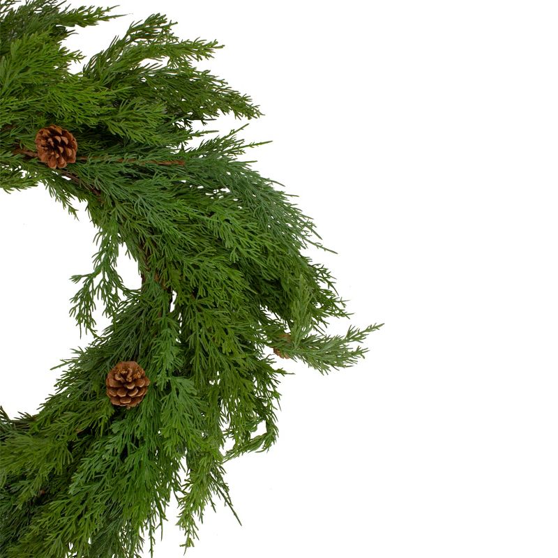 Northlight 24" Soft Green Cedar Artificial Christmas Wreath with Pine Cones - Unlit