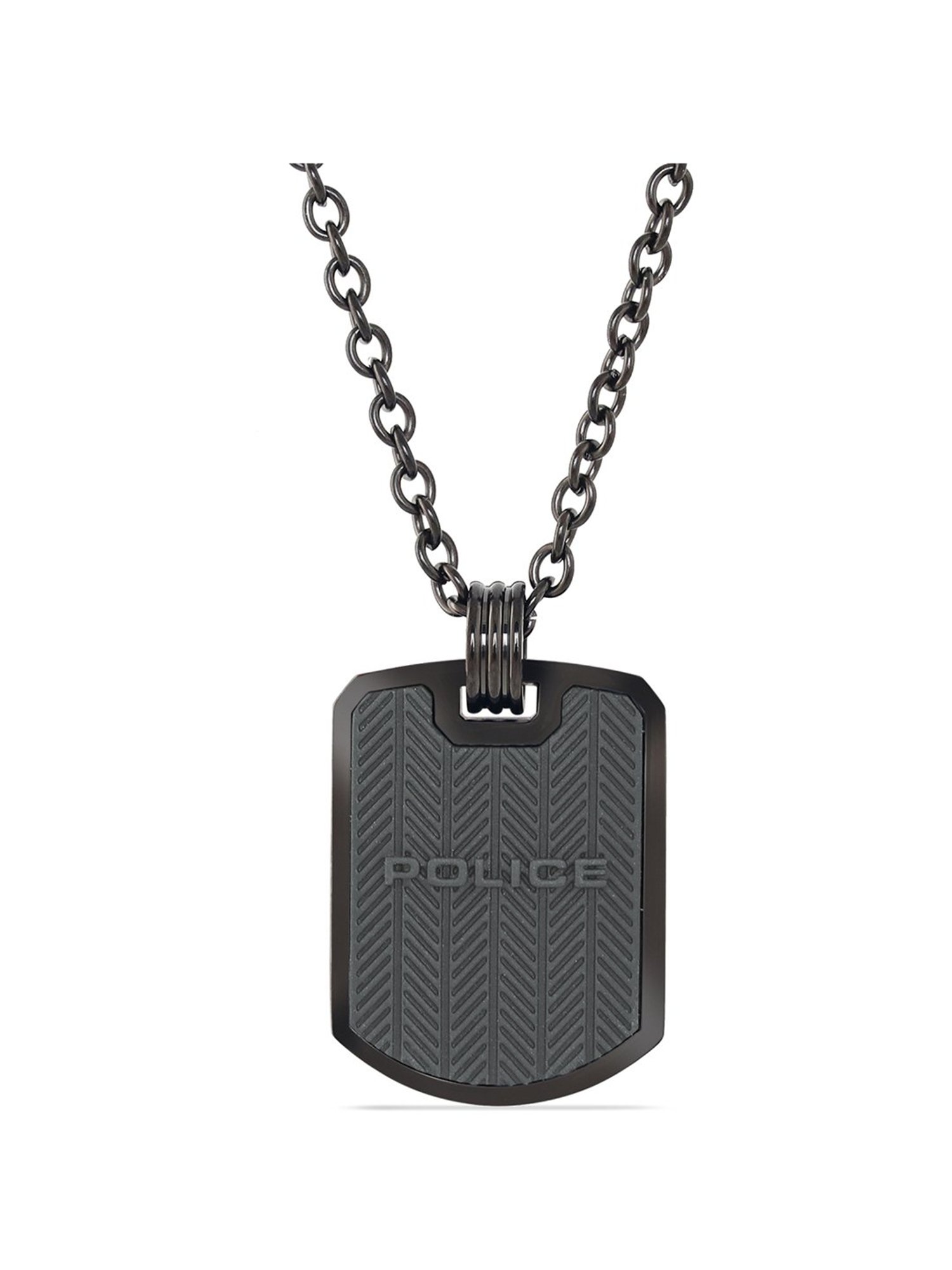 Police Black-Plated Onset Necklace for Men