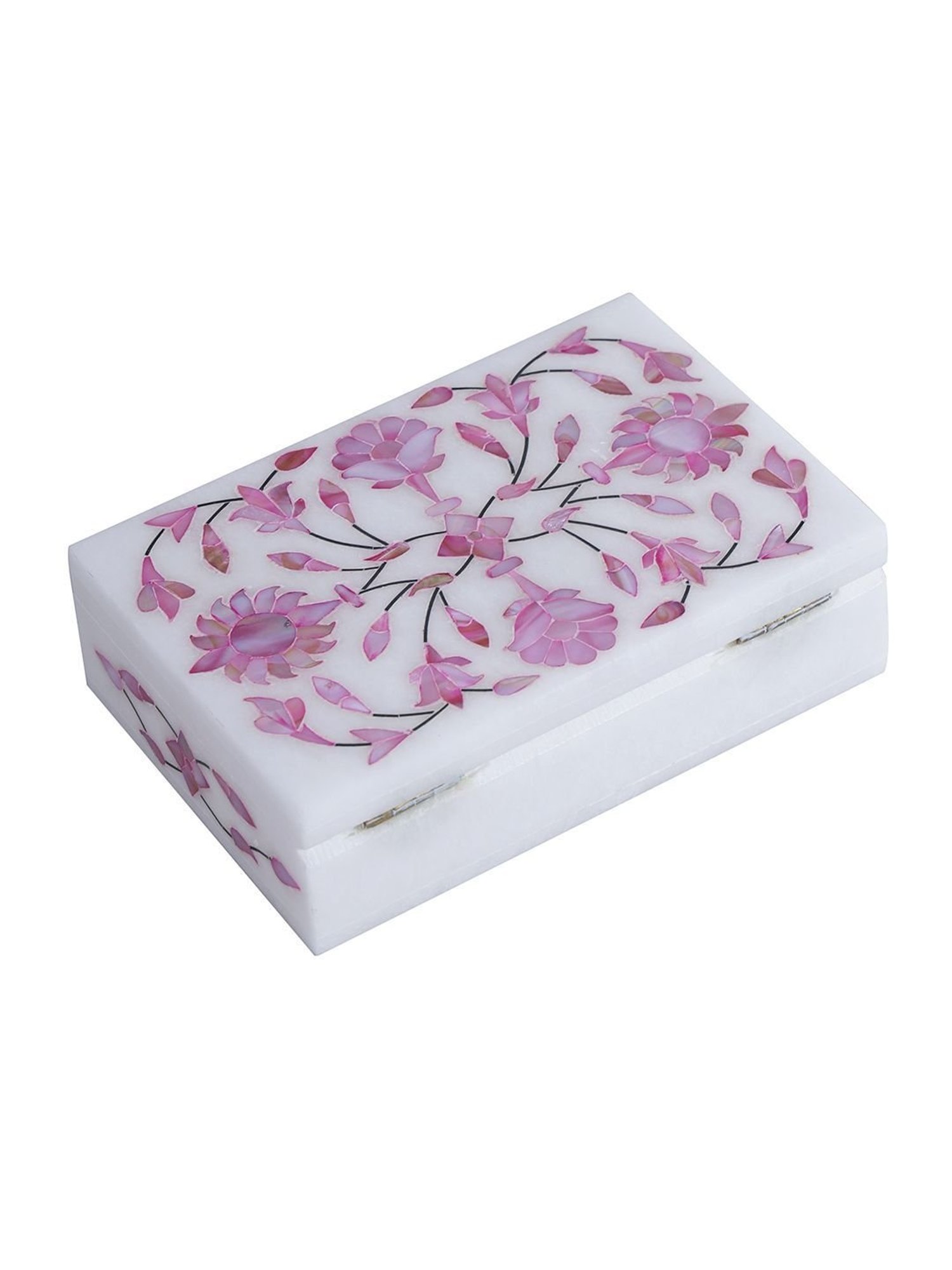Aapno Rajasthan Pink & White Marble Jewellery Box