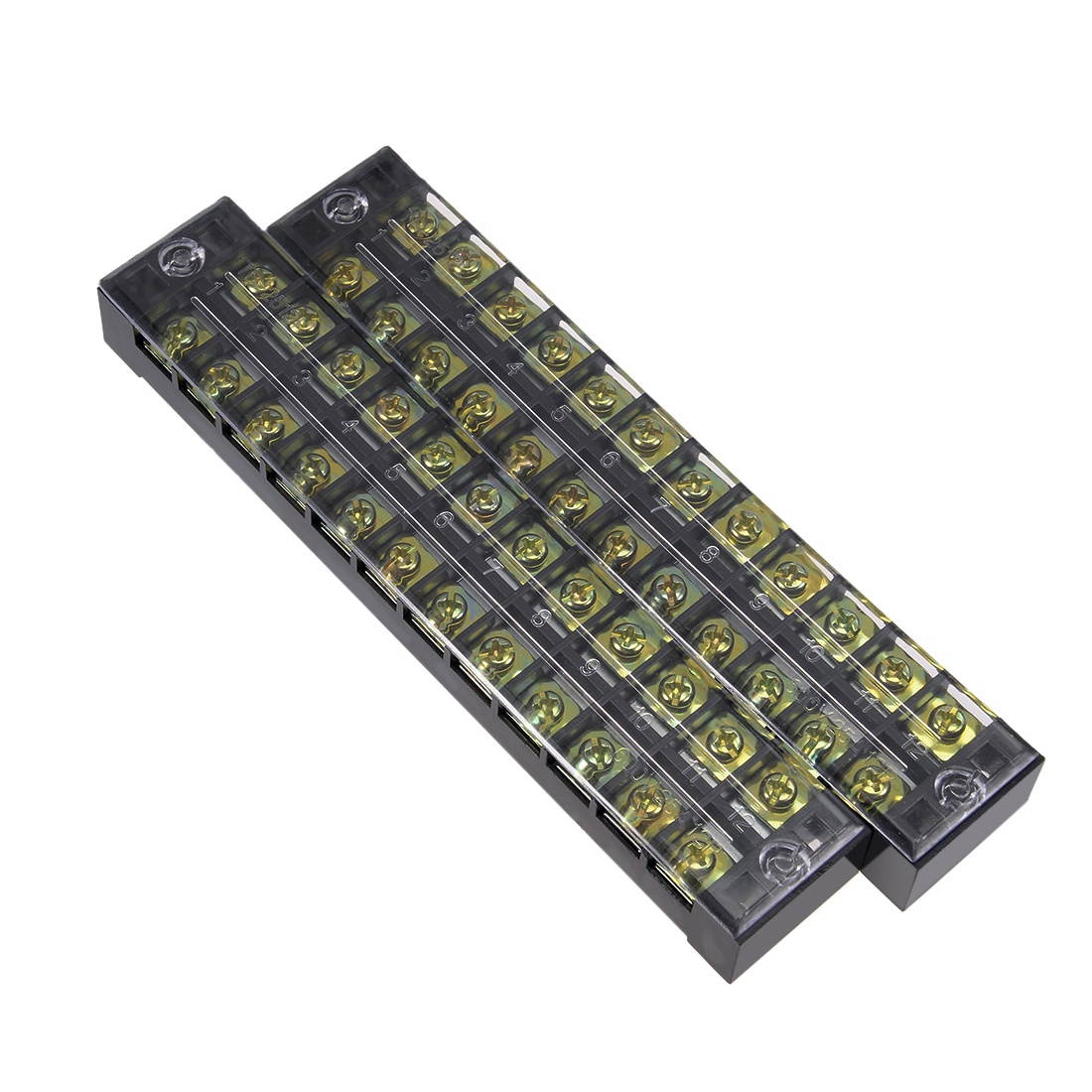 2Pcs Dual Rows 12 Positions 600V 25A Cable Barrier Block Terminal Strip TB-2512L