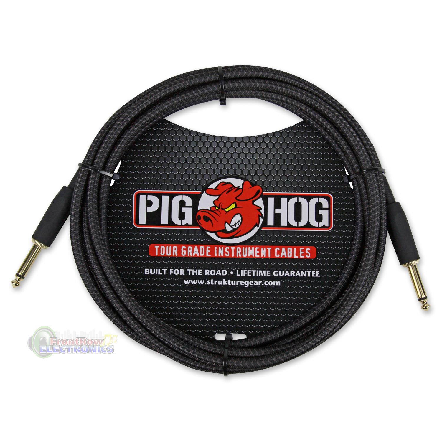 Pig Hog PCH10BK Black Woven Instrument Cable, 10ft - 3-Pack