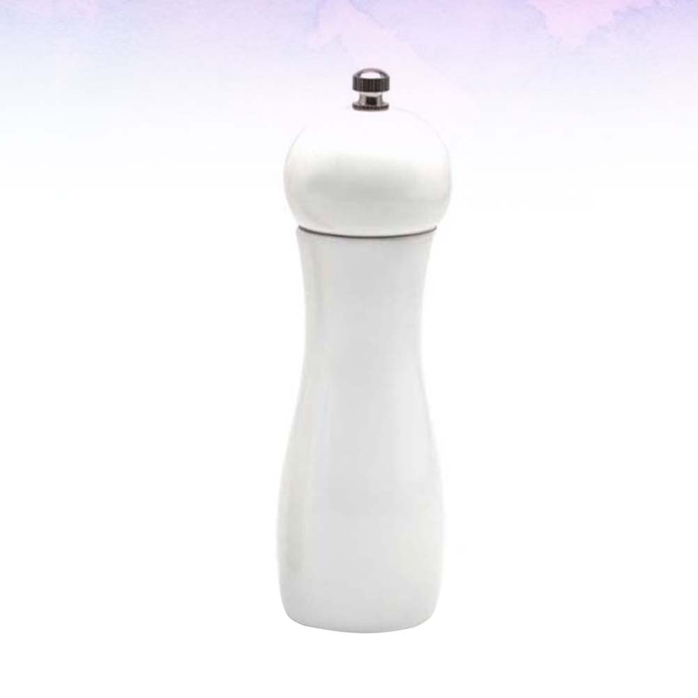1pc 6 Inches Ceramic Manual Pepper Grinder Pepper Mill Salt Container Kitchen Gadget (White)