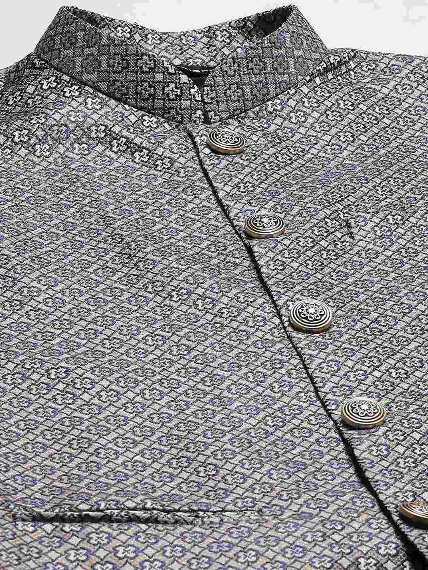 See Designs Blue & White Regular Fit Self Pattern Ethnic Set