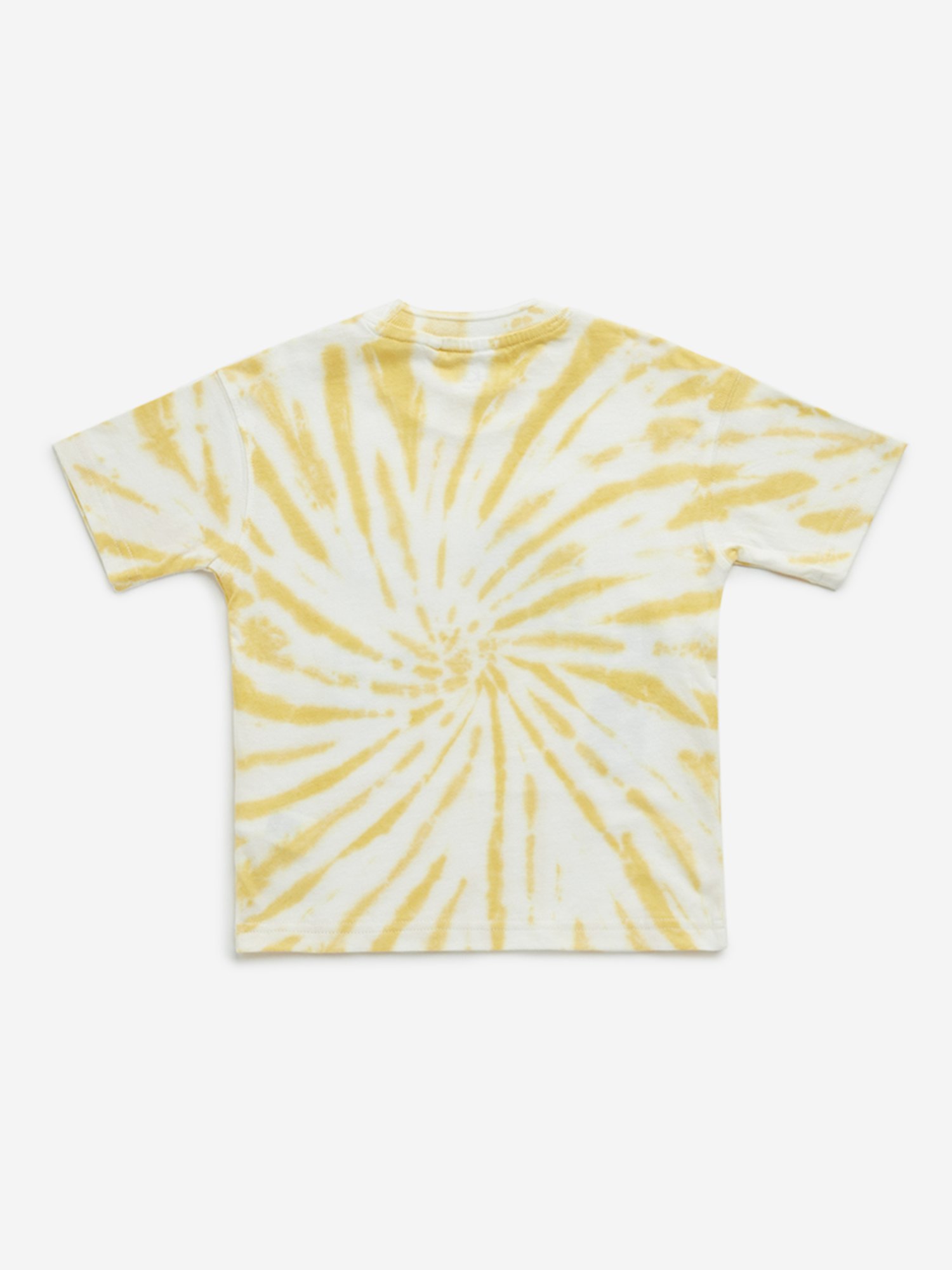 HOP Kids by Westside Yellow Tie-Dye Patterned Cotton T-Shirt