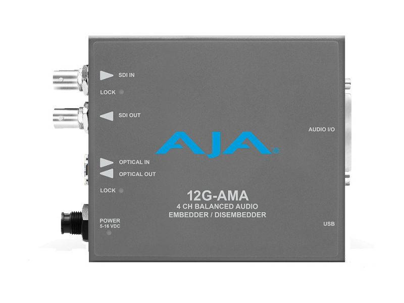 AJA 12G-AMA 4-Ch 12G-SDI Balanced Analog Audio Embedder/Disembedder with Fiber Options/8 XLR Connectors